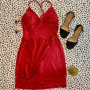 Teeze Me Jrs Satin Strappy Back Dress Scarlett | 7